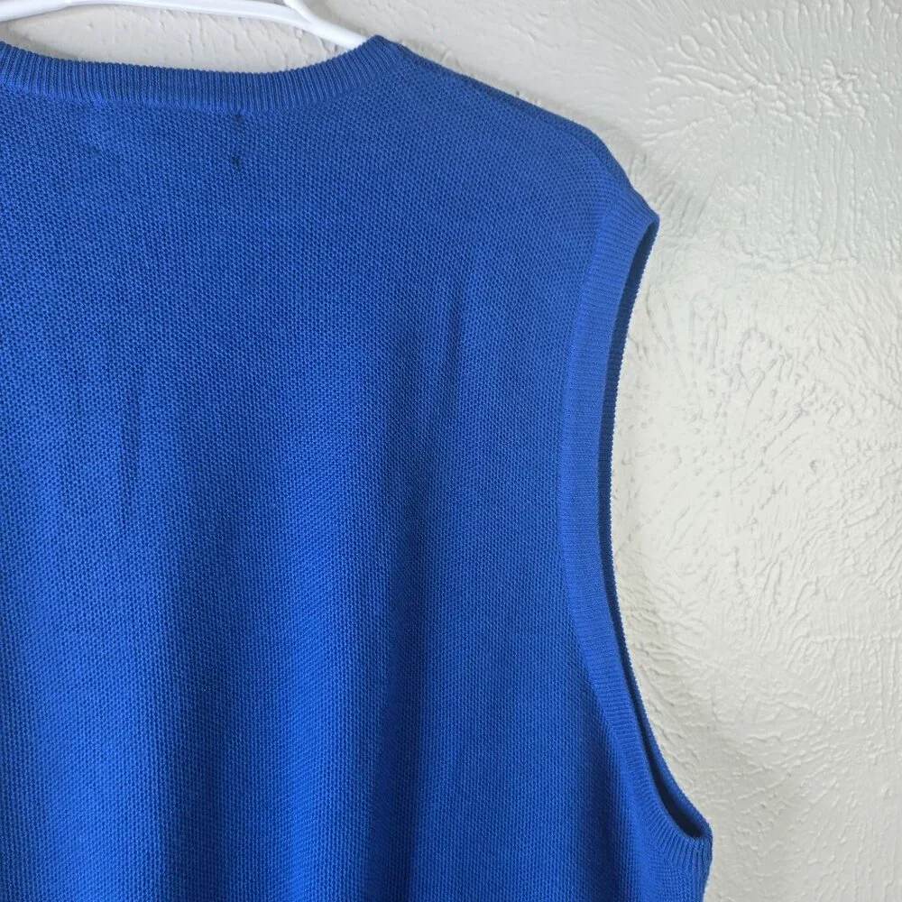 Polo Golf Ralph Lauren V-Neck Sweater Vest XL Blue Cotton Knit Logo Pony Preppy - Picture 9 of 10